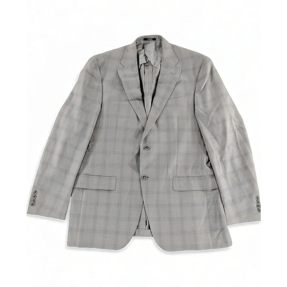 Hart Schaffner Marx 44L Mens Plaid Sport Coat Blazer Jacket Tailored Vtg
